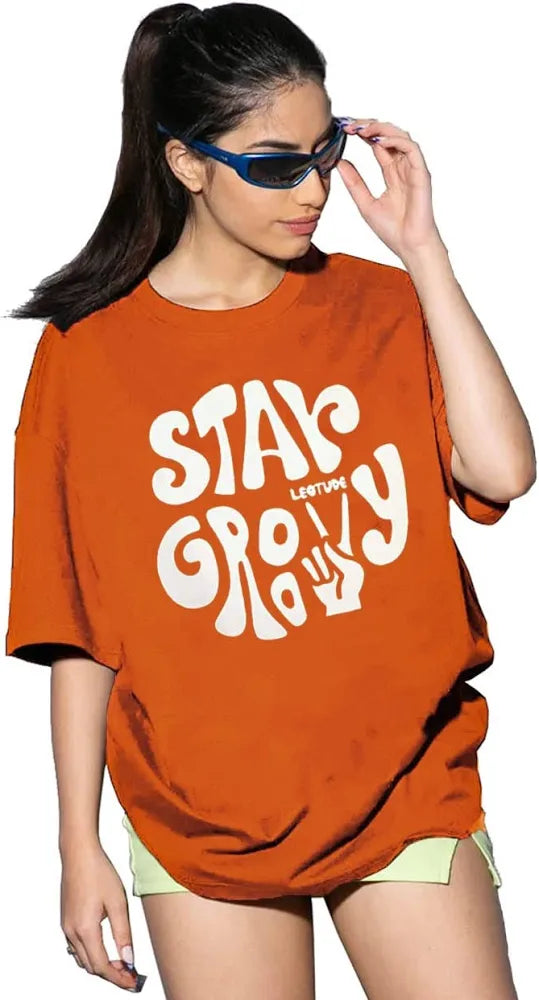 WMFFSHO Women's Oversized Round Neck Half Sleeve T-Shirt