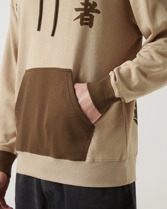 WMFFSHO Men's Brown Naruto Graphic Printed Oversized Hoodies