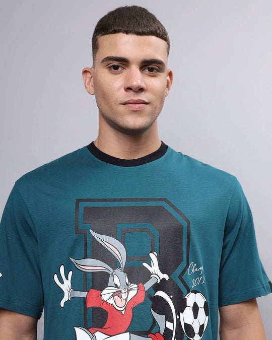 WMFFSHO Men's Green Playing Bugs Graphic Printed Oversized T-shirt