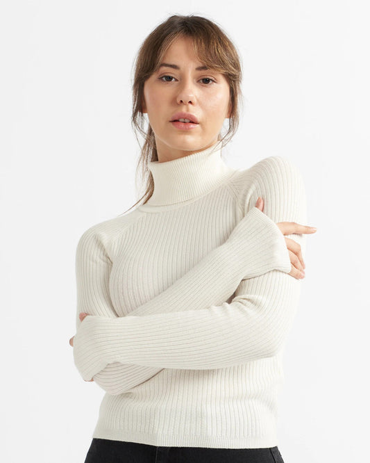 WMFFSHO Women Self Design High Neck White sweater