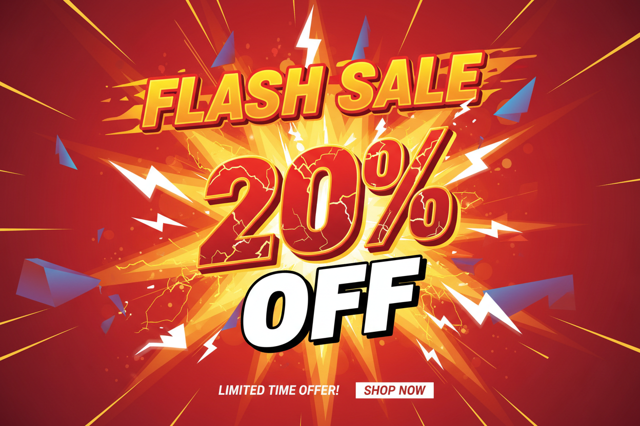 Make a postere for Flash sale 20% discount 