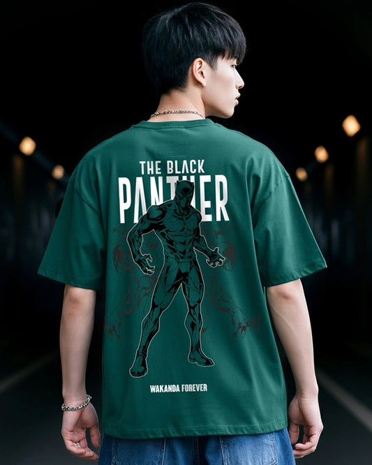 WMFFSHO Men's Green Wakanda Forever Graphic Printed Oversized T-shirt